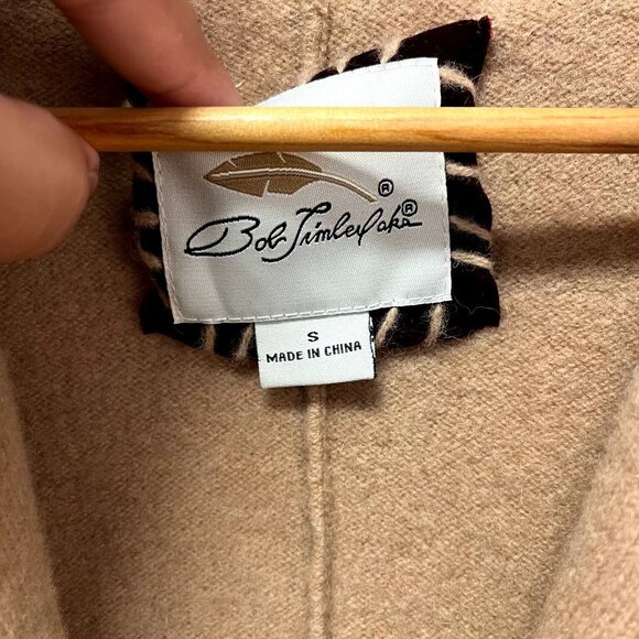 Bob Timberlake Women's Tan Wool Cardigan Sweater With Red Floral Pattern sz Smal - Picture 2 of 5